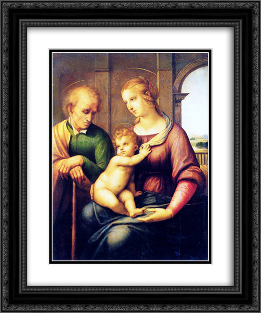 The Holy Family 20x24 Black Ornate Wood Framed Art Print Poster with Double Matting by Raphael