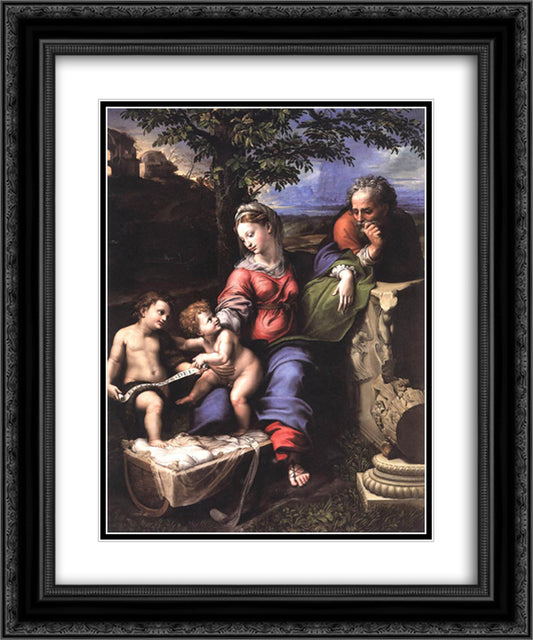 The Holy Family of the Oak Tree 20x24 Black Ornate Wood Framed Art Print Poster with Double Matting by Raphael