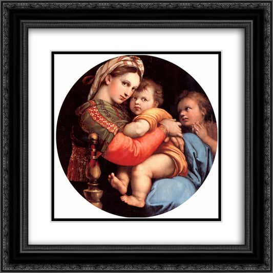 The Madonna of the Chair 20x20 Black Ornate Wood Framed Art Print Poster with Double Matting by Raphael