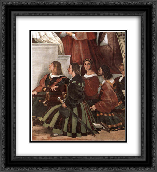 The Mass at Bolsena (detail) 20x22 Black Ornate Wood Framed Art Print Poster with Double Matting by Raphael