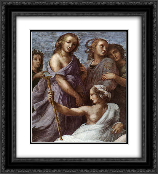 The Parnassus, from the Stanza delle Segnatura (detail) 20x22 Black Ornate Wood Framed Art Print Poster with Double Matting by Raphael