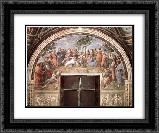 The Parnassus, from the Stanza delle Segnatura 24x20 Black Ornate Wood Framed Art Print Poster with Double Matting by Raphael