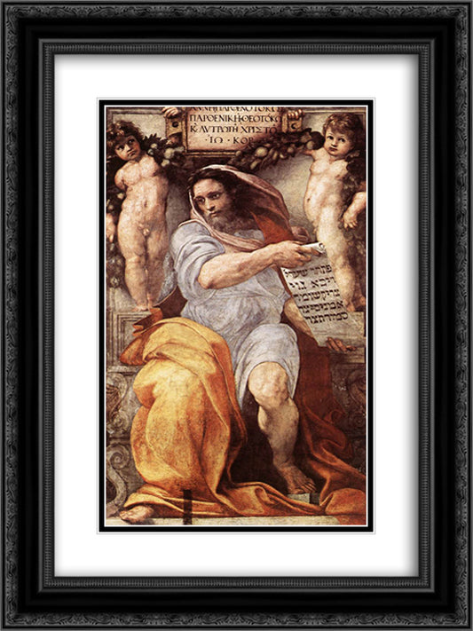 The Prophet Isaiah 18x24 Black Ornate Wood Framed Art Print Poster with Double Matting by Raphael
