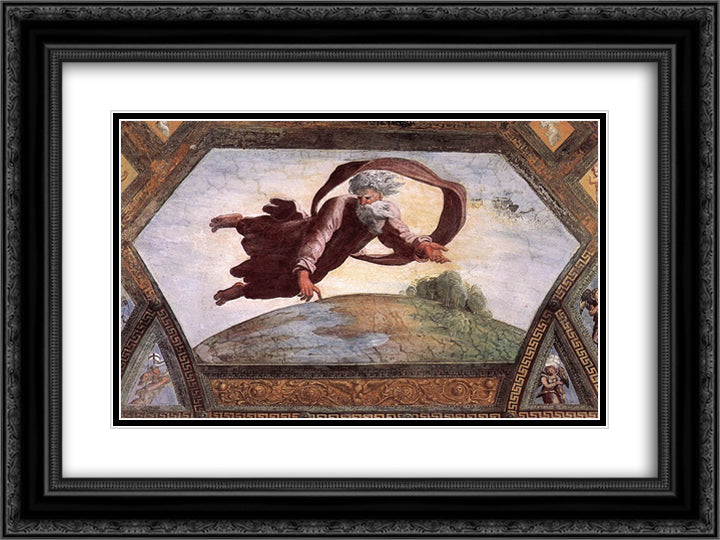 The Separation of Land and Water 24x18 Black Ornate Wood Framed Art Print Poster with Double Matting by Raphael