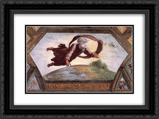The Separation of Land and Water 24x18 Black Ornate Wood Framed Art Print Poster with Double Matting by Raphael
