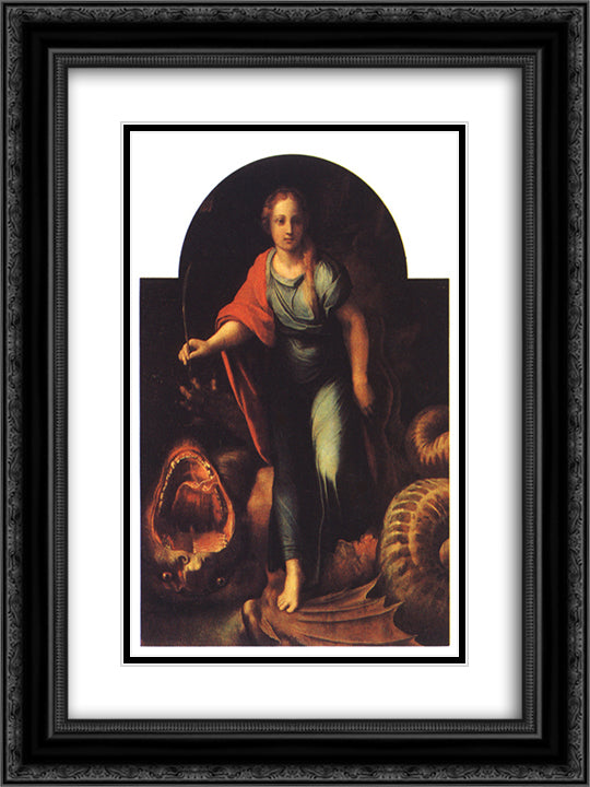 The Serpent & The Cross 18x24 Black Ornate Wood Framed Art Print Poster with Double Matting by Raphael