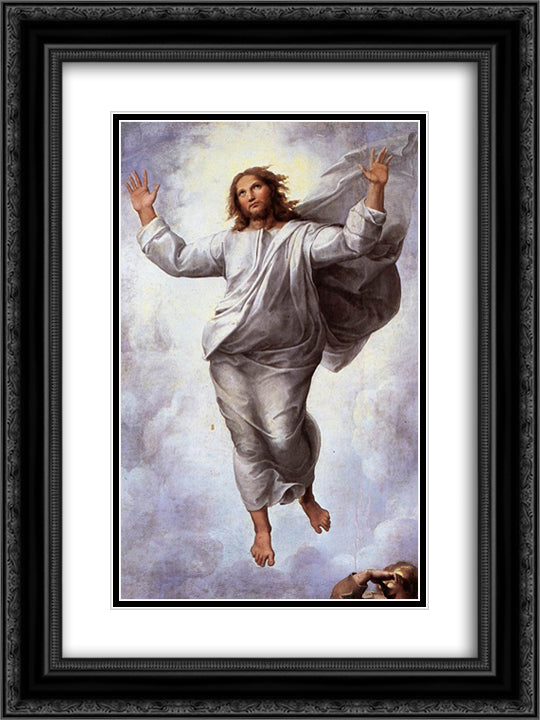 The Transfiguration (detail) 18x24 Black Ornate Wood Framed Art Print Poster with Double Matting by Raphael