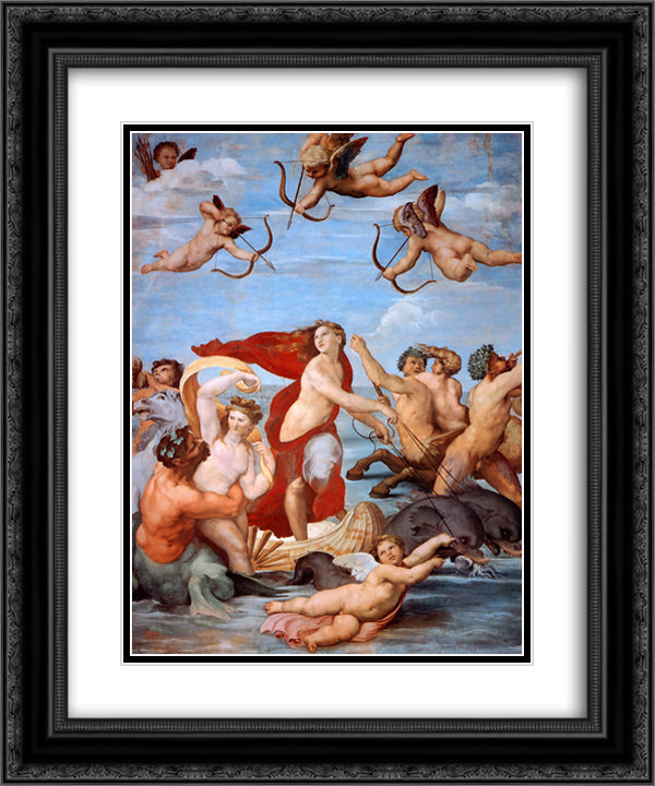 The Triumph of Galatea 20x24 Black Ornate Wood Framed Art Print Poster with Double Matting by Raphael