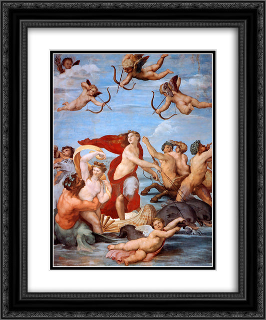 The Triumph of Galatea 20x24 Black Ornate Wood Framed Art Print Poster with Double Matting by Raphael