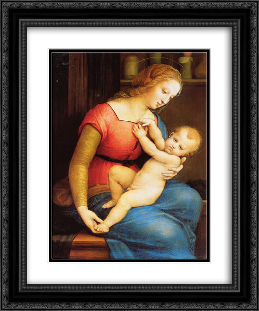 The Virgin of the House of Orleans 20x24 Black Ornate Wood Framed Art Print Poster with Double Matting by Raphael