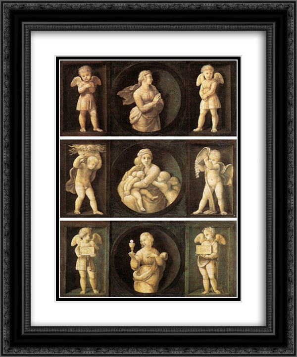 Theological Virtues 20x24 Black Ornate Wood Framed Art Print Poster with Double Matting by Raphael