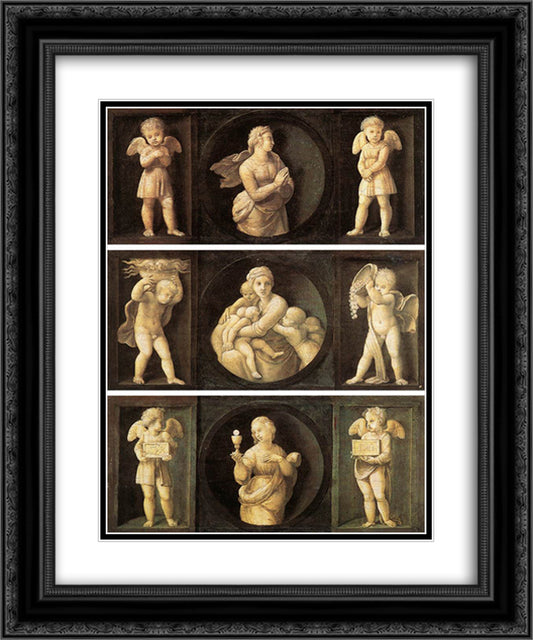 Theological Virtues 20x24 Black Ornate Wood Framed Art Print Poster with Double Matting by Raphael