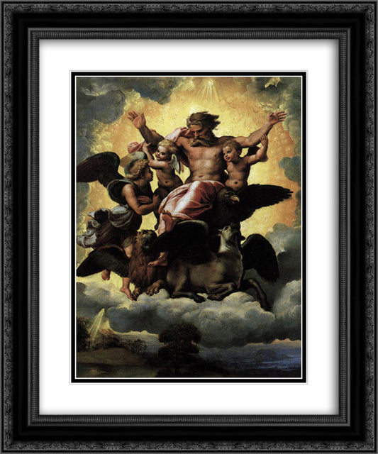 Vision of Ezekiel 20x24 Black Ornate Wood Framed Art Print Poster with Double Matting by Raphael