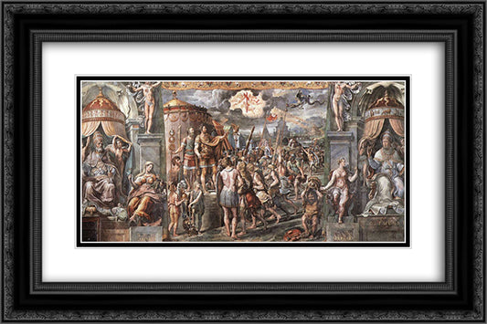 Vision of the Cross 24x16 Black Ornate Wood Framed Art Print Poster with Double Matting by Raphael