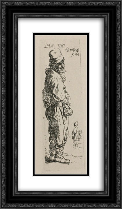 A Beggar and a Companion Piece, Turned to the Right 14x24 Black Ornate Wood Framed Art Print Poster with Double Matting by Rembrandt