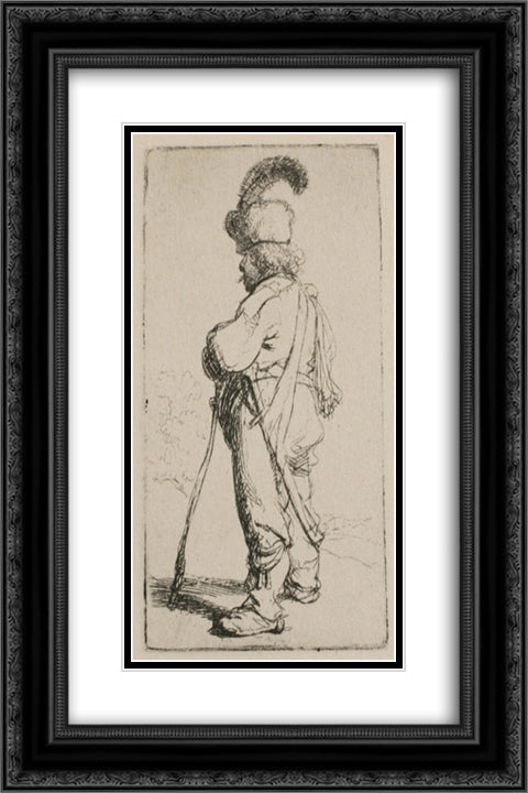 A Polander Turned to the Left 16x24 Black Ornate Wood Framed Art Print Poster with Double Matting by Rembrandt