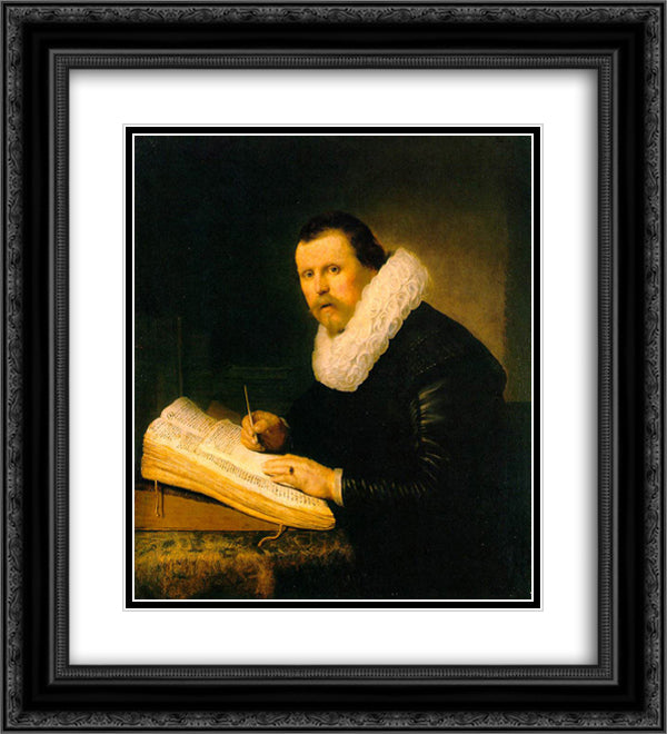 A scholar 20x22 Black Ornate Wood Framed Art Print Poster with Double Matting by Rembrandt