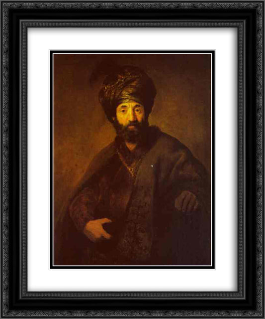 A Turk 20x24 Black Ornate Wood Framed Art Print Poster with Double Matting by Rembrandt