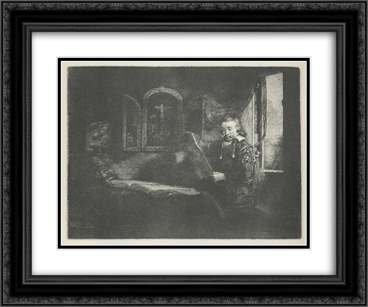 Abraham Franz 24x20 Black Ornate Wood Framed Art Print Poster with Double Matting by Rembrandt