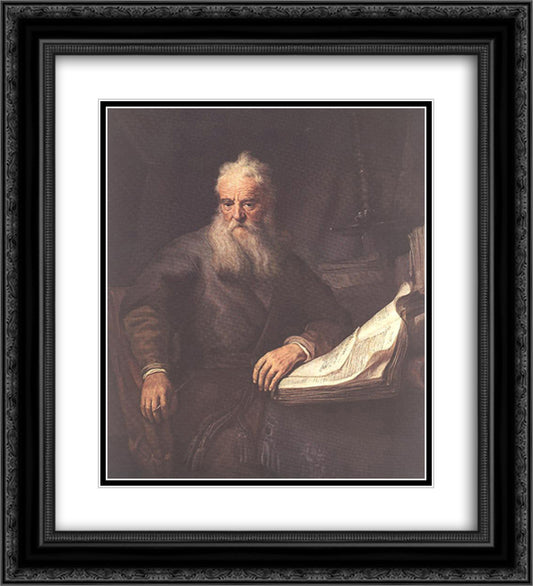 Apostle Paul 20x22 Black Ornate Wood Framed Art Print Poster with Double Matting by Rembrandt