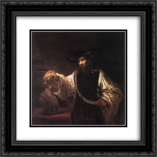 Aristotle with a Bust of Homer 20x20 Black Ornate Wood Framed Art Print Poster with Double Matting by Rembrandt