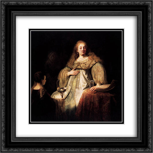 Artemisia 20x20 Black Ornate Wood Framed Art Print Poster with Double Matting by Rembrandt