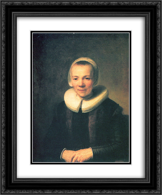 Baerte Martens, Wife of Herman Doomer 20x24 Black Ornate Wood Framed Art Print Poster with Double Matting by Rembrandt