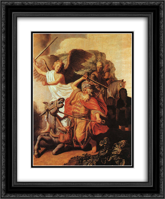 Balaam's Ass 20x24 Black Ornate Wood Framed Art Print Poster with Double Matting by Rembrandt