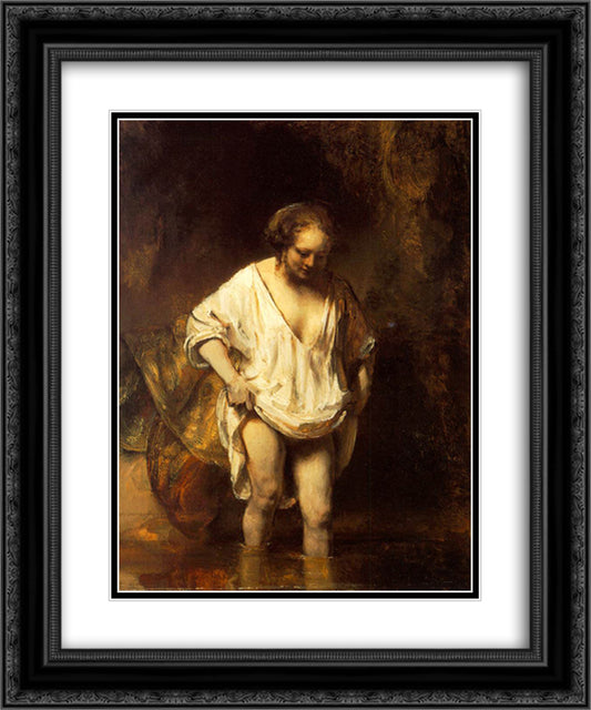 Bathing river 20x24 Black Ornate Wood Framed Art Print Poster with Double Matting by Rembrandt