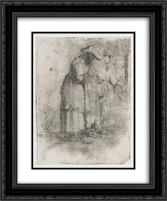 Beggar man and woman 20x24 Black Ornate Wood Framed Art Print Poster with Double Matting by Rembrandt