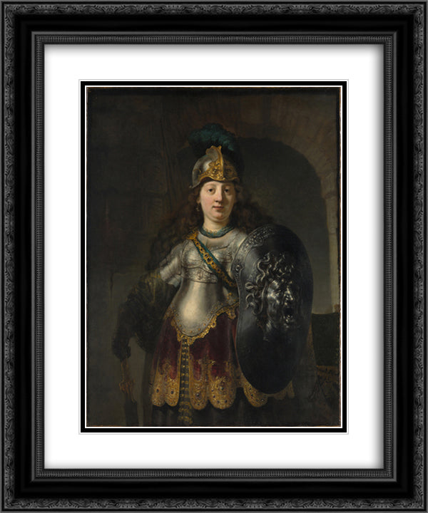 Bellona 20x24 Black Ornate Wood Framed Art Print Poster with Double Matting by Rembrandt