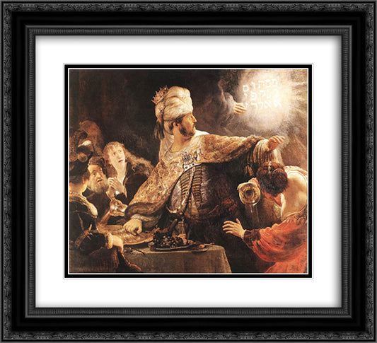 Belshazzar's Feast 22x20 Black Ornate Wood Framed Art Print Poster with Double Matting by Rembrandt