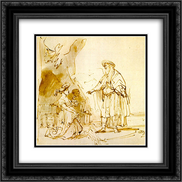 Boas und Ruth 20x20 Black Ornate Wood Framed Art Print Poster with Double Matting by Rembrandt