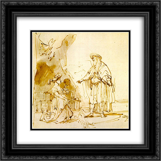 Boas und Ruth 20x20 Black Ornate Wood Framed Art Print Poster with Double Matting by Rembrandt