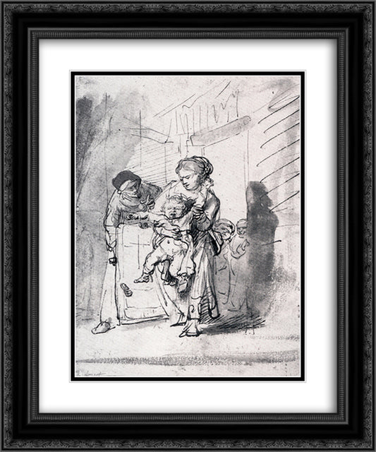 Child In A Tantrum 20x24 Black Ornate Wood Framed Art Print Poster with Double Matting by Rembrandt