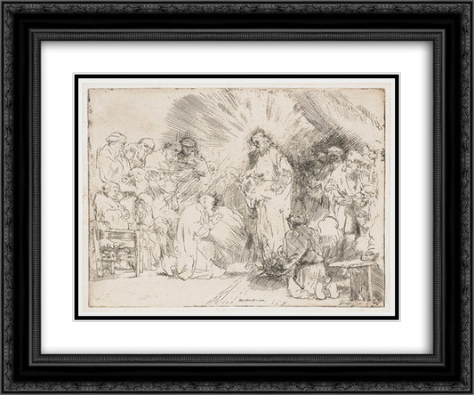 Christ appearing to the apostles 24x20 Black Ornate Wood Framed Art Print Poster with Double Matting by Rembrandt