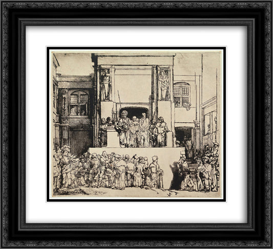 Christ Presented to the People 22x20 Black Ornate Wood Framed Art Print Poster with Double Matting by Rembrandt