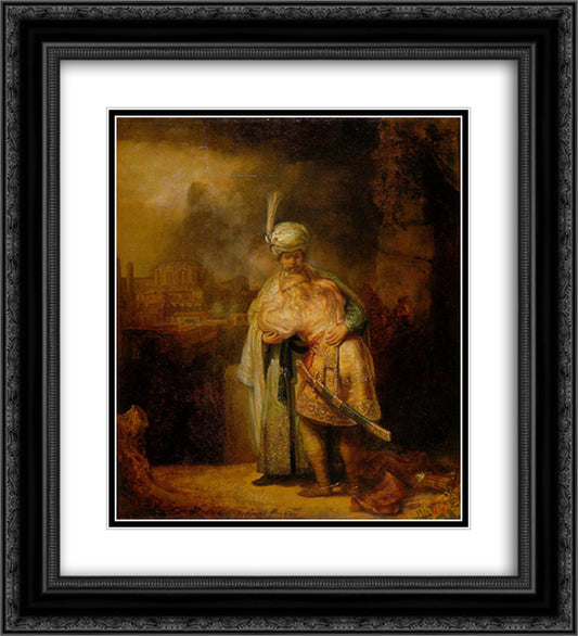 David and Jonathan 20x22 Black Ornate Wood Framed Art Print Poster with Double Matting by Rembrandt