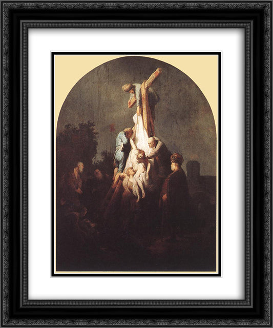 Deposition from the Cross 20x24 Black Ornate Wood Framed Art Print Poster with Double Matting by Rembrandt