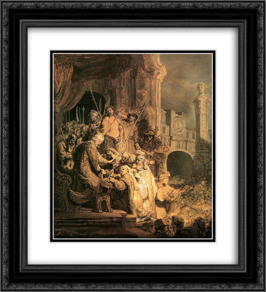 Ecce Homo 20x22 Black Ornate Wood Framed Art Print Poster with Double Matting by Rembrandt