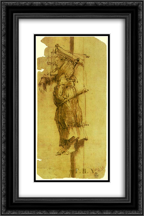 Elsje Christiaens 16x24 Black Ornate Wood Framed Art Print Poster with Double Matting by Rembrandt