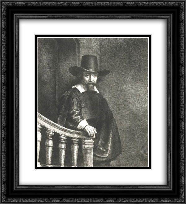 Ephraim Bonus (The Jew with the Banister) 20x22 Black Ornate Wood Framed Art Print Poster with Double Matting by Rembrandt