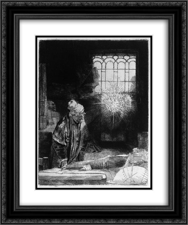 Faust 20x24 Black Ornate Wood Framed Art Print Poster with Double Matting by Rembrandt