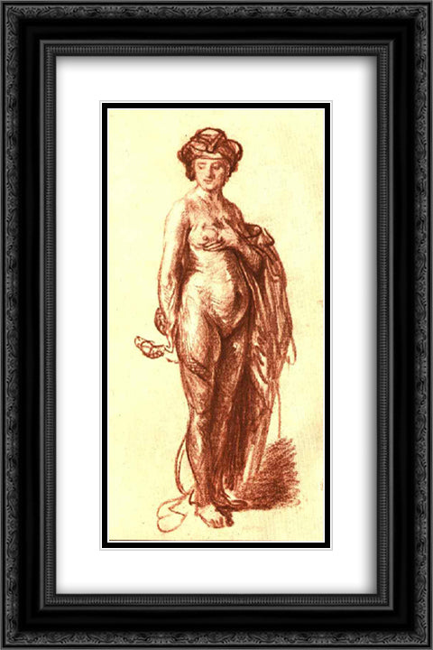 Female Nude with Snake (Cleopatra) 16x24 Black Ornate Wood Framed Art Print Poster with Double Matting by Rembrandt