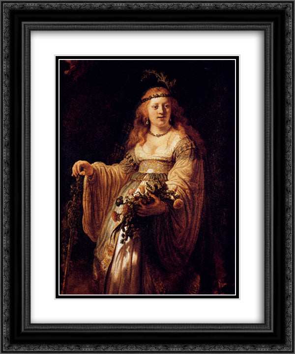 Flora 20x24 Black Ornate Wood Framed Art Print Poster with Double Matting by Rembrandt