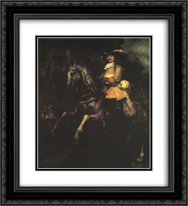 Frederick Rihel on Horseback 20x22 Black Ornate Wood Framed Art Print Poster with Double Matting by Rembrandt