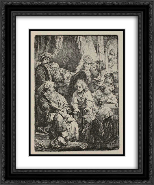 Jacob Telling his Dreams 20x24 Black Ornate Wood Framed Art Print Poster with Double Matting by Rembrandt