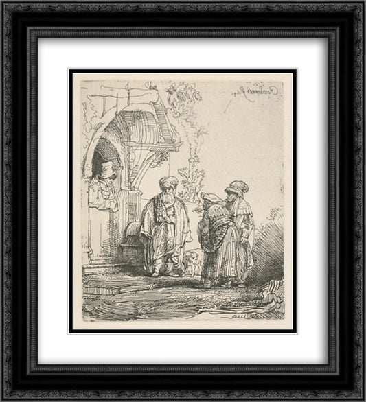 Jacob with Laban 20x22 Black Ornate Wood Framed Art Print Poster with Double Matting by Rembrandt