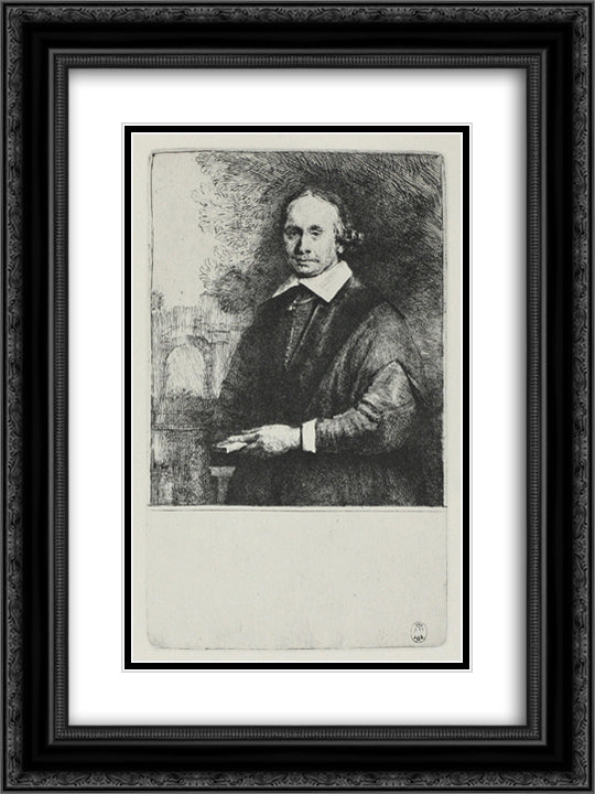 Jan Antonedis van der Linden 18x24 Black Ornate Wood Framed Art Print Poster with Double Matting by Rembrandt