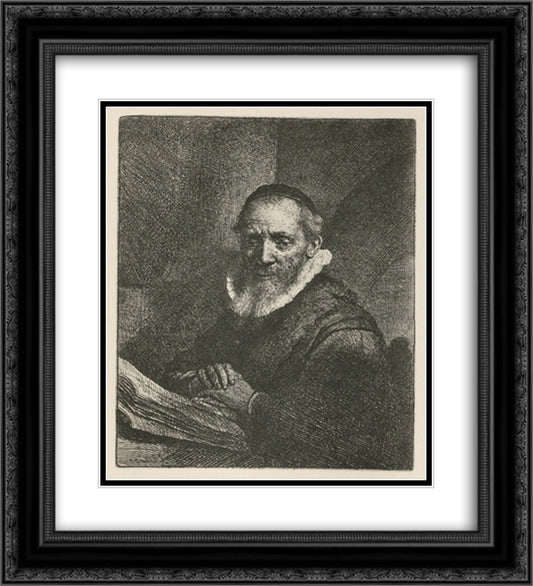 Jan Cornelis Sylvius 20x22 Black Ornate Wood Framed Art Print Poster with Double Matting by Rembrandt